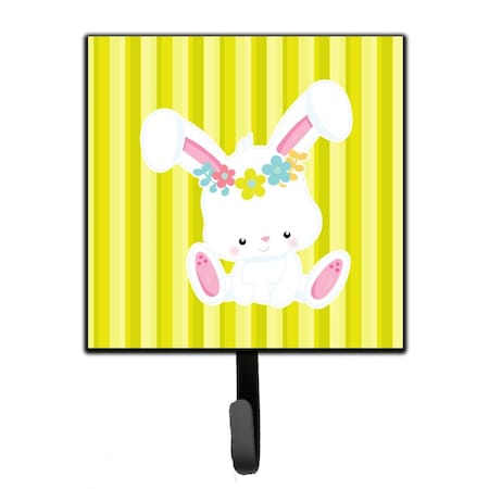 Carolines Treasures Easter White Rabbit With Flowers Leash or Key Holder BB7093SH4